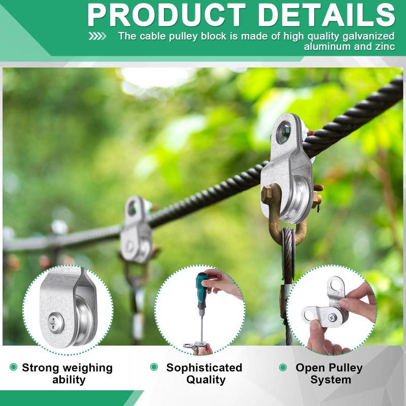 Yaocom 20 Pcs Small Single Pulley Block Wheel Bearing Inside Cable Rollers Single Snatch Cable Pulley Block Hanging Rope Accessories for 6mm/ 0.23 and 8mm/ 0.31'' Wire Rope, Load 70 Lb(2.6 x 1.1 Inch) - Image 3